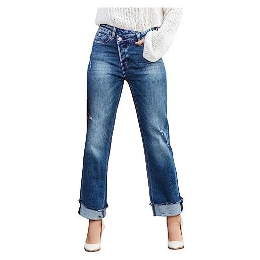 Shiningupup pantaloncini donna jeans elasticizzati dall'autunno all'inverno jeans da donna a gamba dritta a vita alta con tasche e orli arrotolati alla moda leggins donna neri vita alta 7.99