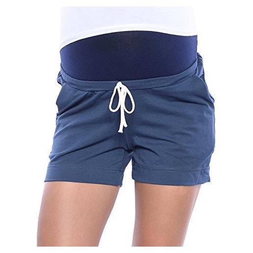MijaCulture pantaloncini premaman corti con fascia addominale per l'estate 4091, blu, xxl