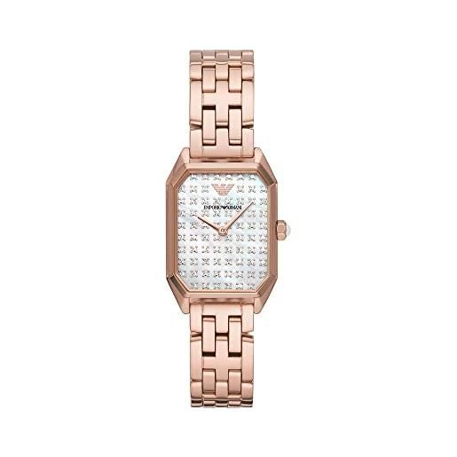 Emporio Armani orologio da donna, movimento a due lancette, cassa in acciaio inossidabile oro rosa 24 mm con bracciale in acciaio inossidabile, ar11389