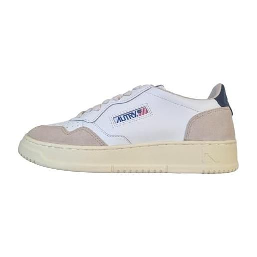 AUTRY scarpe sneakers unisex in pelle e camoscio ls21 bianco nero beige (bianco nero, sistema taglie calzature eu, adulto, numero, media, 44)