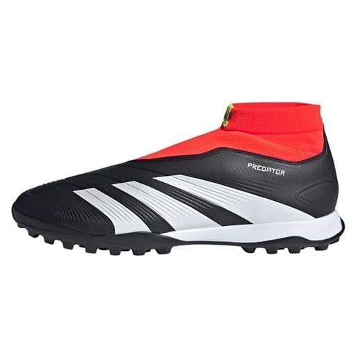 adidas predator 24 league laceless turf boots, scarpe da ginnastica unisex-adulto, core black/ftwr white/solar red, 42 2/3 eu