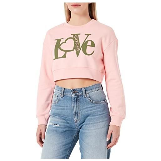 Love Moschino cropped fit round neck sweatshirt maglia di tuta, rosa, 50 donna