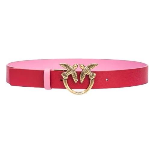 Pinko love berry h3 belt pelle bottalata+vit. Seta cintura, rn6q_mult. Rosso/rosa-antique gold, xs donna