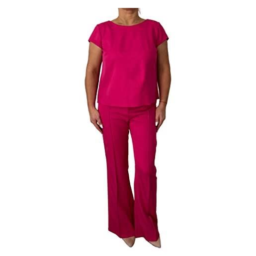 Aldona, Victoria Rosehill pantaloni da donna, eleganti a svasatura, casual, rosa, fucsia, 48