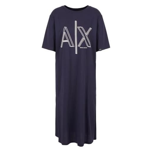 Armani Exchange sustainable, big logo print, round neck abbigliamento casual, nero, l donna