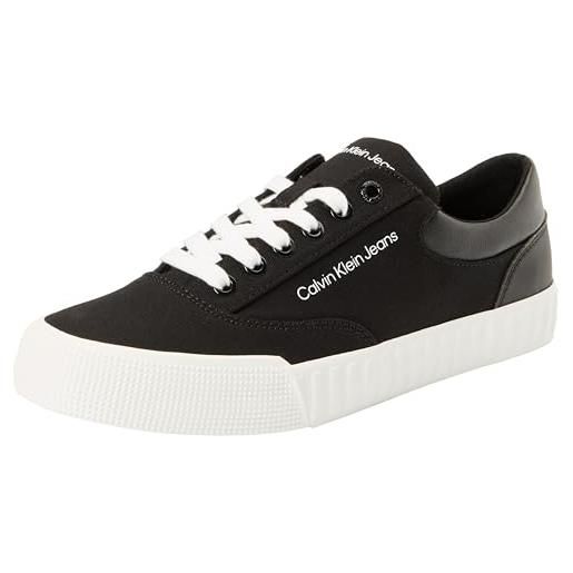 Calvin Klein Jeans skater vulc low laceup mix in dc ym0ym00903, sneaker vulcanizzate uomo, nero (black/bright white), 48 eu