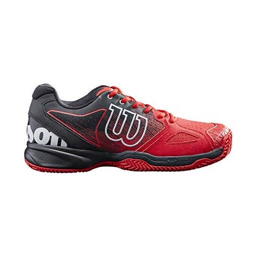 Wilson scarpe da tennis da uomo, kaos devo bandeja, rosso/bianco/nero, 44 2/3, per pavimenti di palestre, per tutti i tipi di giocatori, wrs327670e100