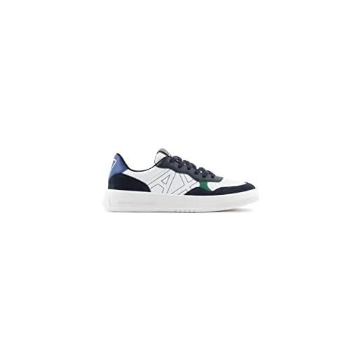 Armani Exchange logo side sewn, low top, scarpe da ginnastica uomo, navy bluette, 41.5 eu