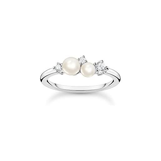 Thomas sabo anello da donna con perle bianche in argento sterling 925 tr2368-167-14, 50 cm, argento sterling, zirconia cubica