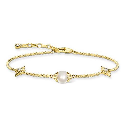 Thomas sabo bracciale da donna con perle e stelle in argento sterling 925, 16,00-19,00 cm, metallo prezioso, non pertinente