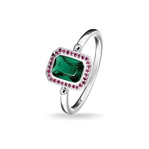 Thomas sabo anello in argento sterling 925 tr2264-348-7 con pietre rosse e verdi, 60, argento sterling, pietra vetro-ceramica