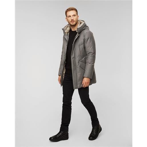 Woolrich giacca grigia in lana da uomo Woolrich luxe wool silk parka