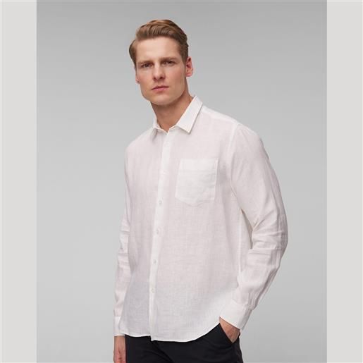 Vilebrequin camicia bianca di lino da uomo Vilebrequin caroubis