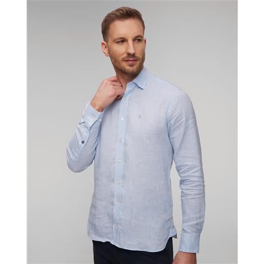 BOGNER camicia azzurra di lino da uomo bogner timi