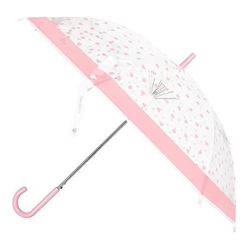 Pepe Jeans evelin ombrello rosa poliestere con bastone in alluminio, rosa, ombrello