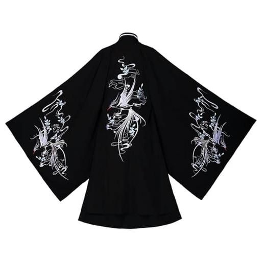AJOHBM vestito anciente nero coreano hanfu abiti cina stile folk danza cosplay kimono tradizionale uomini arti marziali costumi, solo cappotto1, xxxl