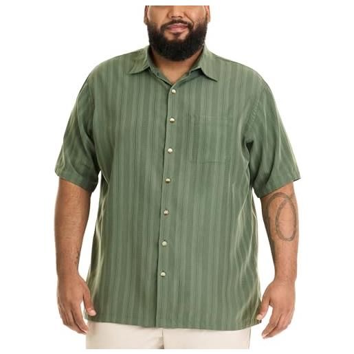 Van Heusen big and tall air short sleeve button down poly rayon stripe shirt camicia, verde bosco, 3xl alto uomo