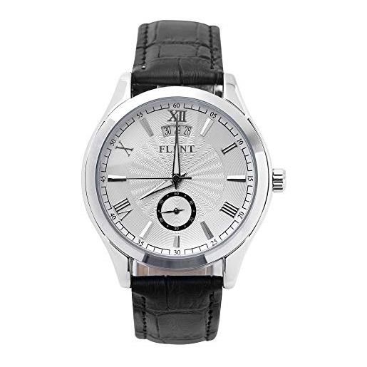 Haonb orologi da polso, orologio meccanico automatico con orologio scheletro calendario, cassa in argento con quadrante bianco