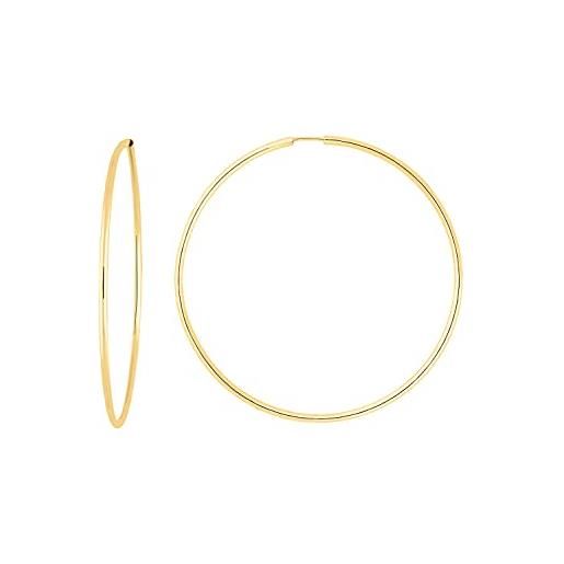 MyGold orecchini a cerchio delle donne oro giallo 333/585 oro (8 carati / 14 carati), 50 mm di diametro, grandi, sottili, fine, lucidi senza pietre, cerchi d'oro oro