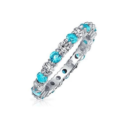 Bling Jewelry cubic zirconia aqua blue white alternating stackable cz eternity ring simulated aquamarine sterling silver dicembre