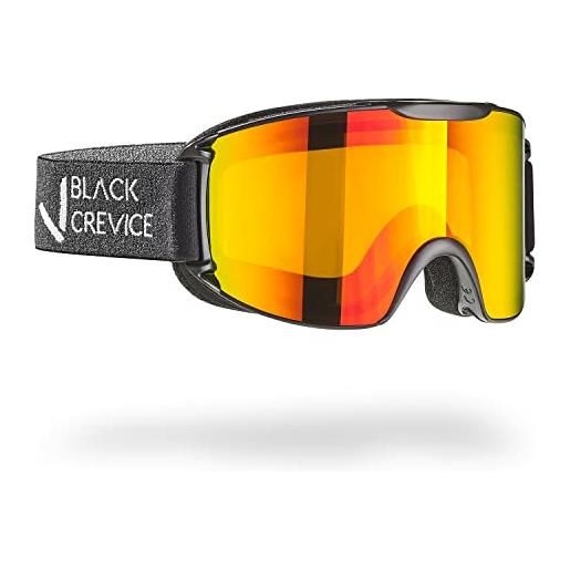 Black Crevice occhiali da sci in design frameless i occhiali da sci in diversi colori i occhiali da snowboard i doppi vetri infrangibili, rivestimento anti-appannamento e protezione uv 400, misura