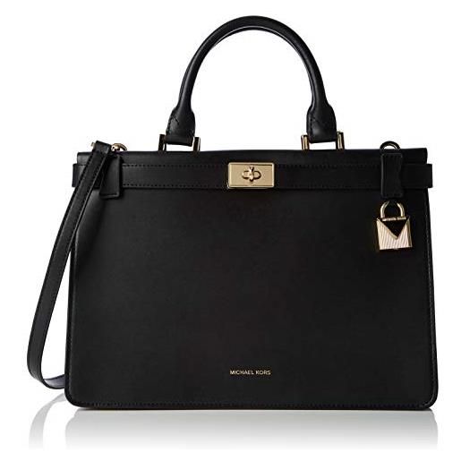 Michael Kors tatiana medium leather satchel - borse a secchiello donna, nero (black), 11.4x22.9x32.4 cm (b x h t)