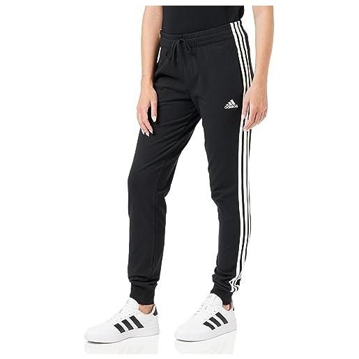 adidas essentials single jersey 3-stripes joggers pantaloni sportivi, black/white, m donna