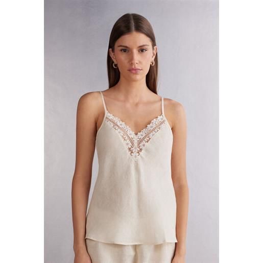 Intimissimi top in lino e pizzo romance yourself naturale