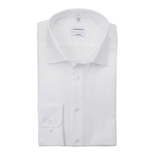 Seidensticker herren business hemd shaped fit camicia formale, bianco (white 01), 52 (taglia produttore: 46) uomo