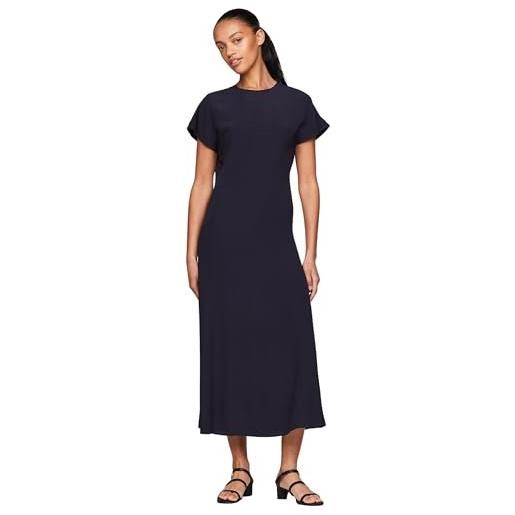 Tommy Hilfiger abito donna viscose crepe maxi dress maniche corte, blu (desert sky), 38