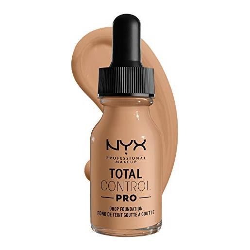Nyx professional makeup fondotinta total control pro drop, dosaggio preciso, copertura personalizzabile e modulabile, formula vegana, finish come una seconda pelle, 13 ml, tonalità: medium olive