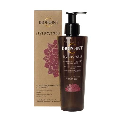 Biopoint ayurveda - quintessenza di bellezza oleo impacco per capelli pre-shampoo, ripara e illumina il capello, azione nutriente e districante, dona morbidezza e vitalità, 150 ml