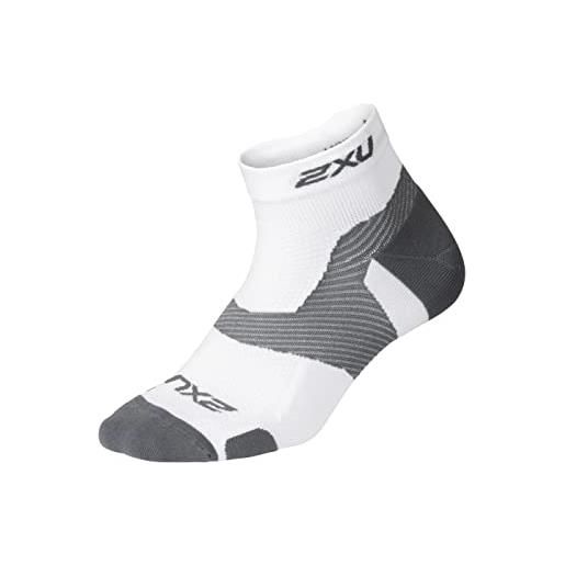 2XU vectr light cushion 1/4 crew socks, calze unisex adulto, white/grey, m