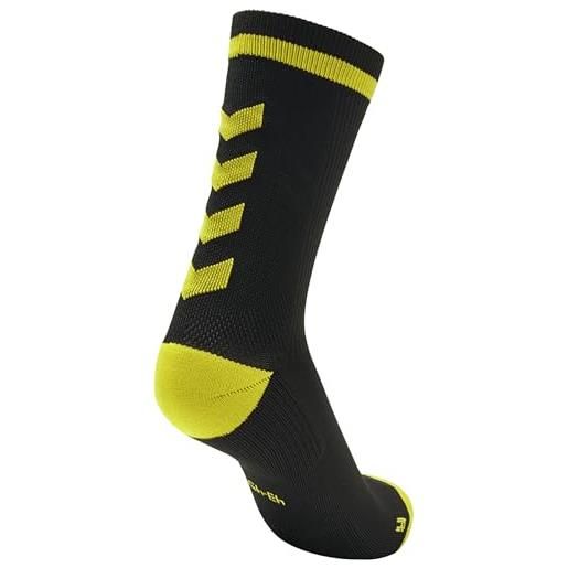 hummel elite indoor sock low unisex adulto multisport calze basse, nero/giallo, 37 cm