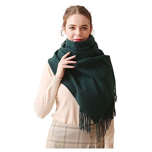 LumiSyne invernale sciarpa in cashmere tinta unita per donna pashmina scialle con nappa stole grande e ispessita coperta caldo fazzoletti da collo