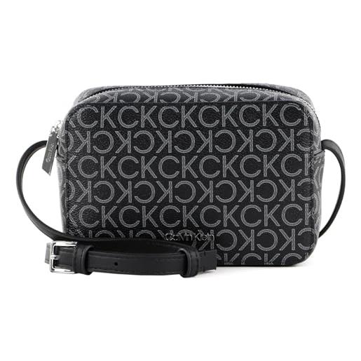 Calvin Klein borsa a tracolla donna ck must camera bag mono piccola, nero (black mono), taglia unica