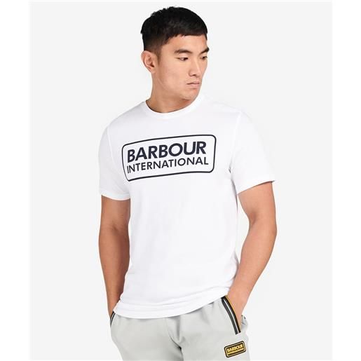 Barbour international t-shirt essential logo large bianca uomo