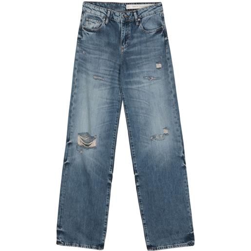 Armani Exchange jeans dritti con effetto vissuto - blu