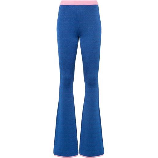 Bally pantaloni svasati con motivo jacquard - blu