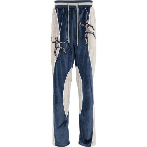 KidSuper embroidered-motif velvet track pants - grigio