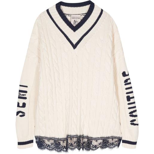 Semicouture maglione con effetto jacquard - bianco