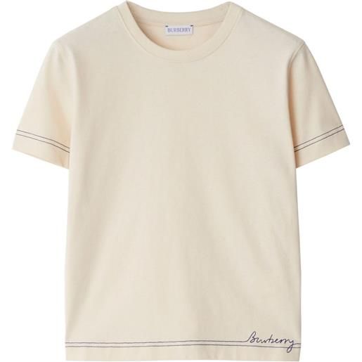 Burberry t-shirt con ricamo - toni neutri