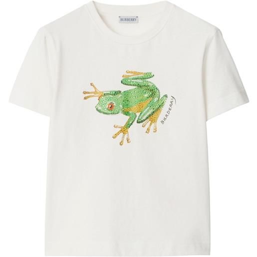 Burberry t-shirt boxy crystal frog - bianco