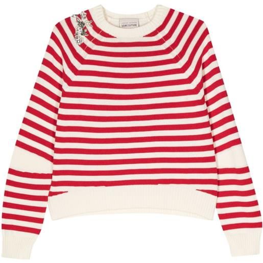 Semicouture maglione con strass - rosso