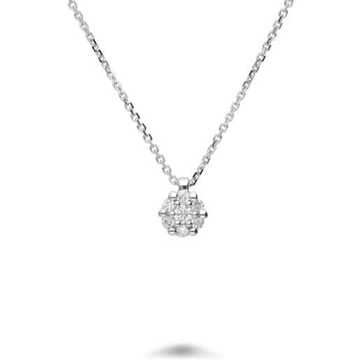 ALFIERI & ST. JOHN collana punto luce alfieri & st john collezione ginevra montatura invisible in oro bianco con diamanti ct. 0,08. Lunghezza 40-42 cm