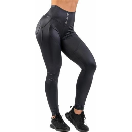 Nebbia high waist glossy look bubble butt pants volcanic black m pantaloni fitness