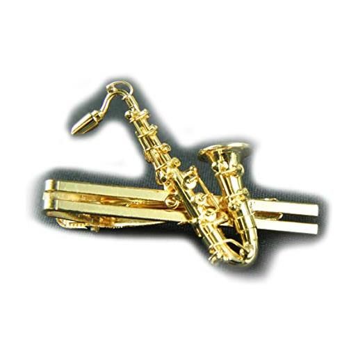 Miniblings fermaglio sassofono cravatta clip di legame con il contenitore sassofono sax oro