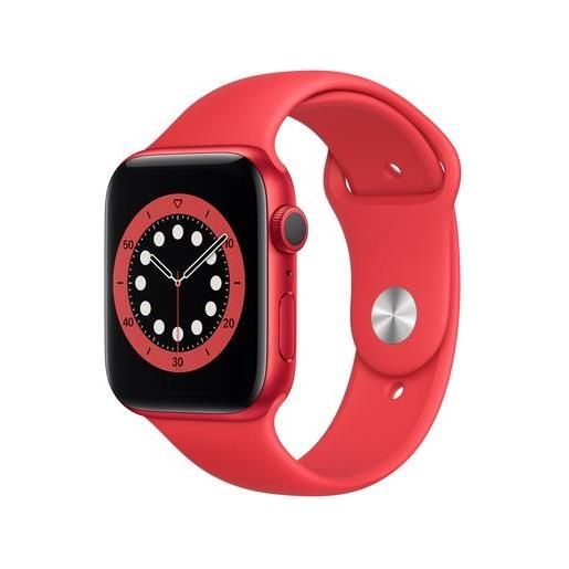 APPLE watch 6 44mm impermeabile 5atm gps wi. Fi / bluetooth con cassa in alluminio rosso e cinturino sport regular rosso