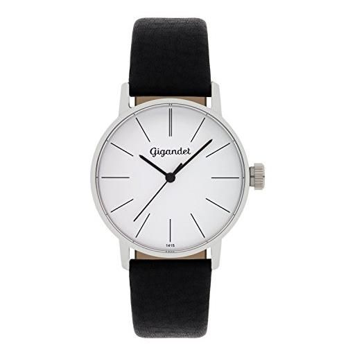 Gigandet orologio donna quarzo minimalism analogico bracciale cuoio argento nero g43-001