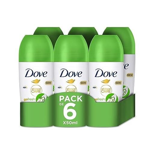 Dove go fresh deodorante roll-on al cetrioolo, 6 pezzi da 50 ml